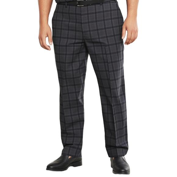 Men Dress Pants Shaquille O'Neal Mens Flat Front Suit Pants 44w X 30L Grey - Picture 1 of 6